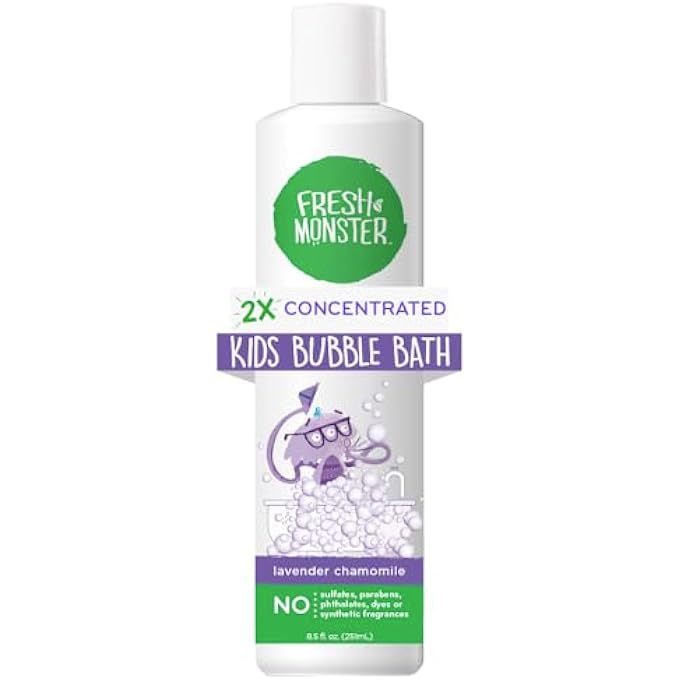 Fresh Monster Kids Foaming Bubble Bath | Hypoallergenic, Natural for Kids & Toddlers | Super Concentrated | Soothing Lavender Scent | Bath Time Essentials - Image 1